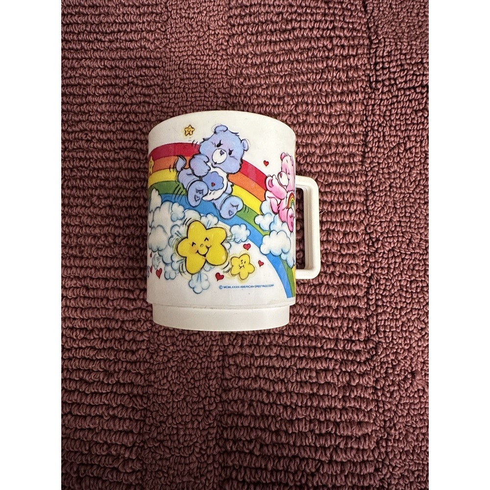 Care Bear Rainbow Clouds Stars 1983  Deka Plastic Cup American Greetings Mug